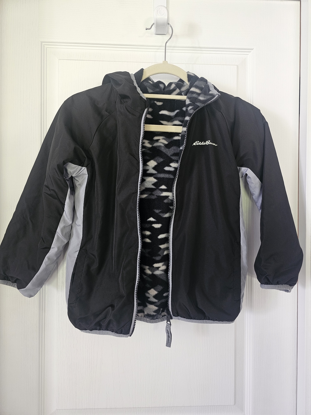 Kids Eddie Bauer Black & Gray Reversible Fleece-Lined Jacket
